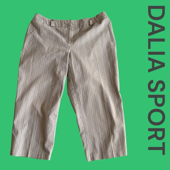 Dalia Sport beige, and grey striped capris - Picture 1 of 7